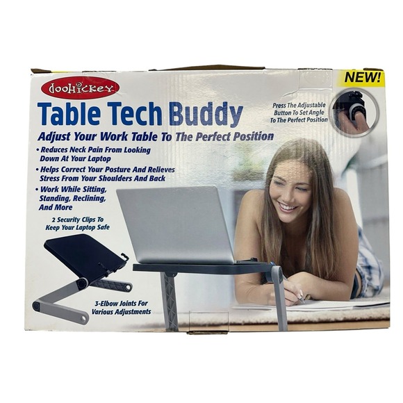TABLE TECH BUDDY ADJUSTABLE DESK FOR LAPTOP/WORK/DRAWING - NEW BUT OPEN BOX - Picture 1 of 6